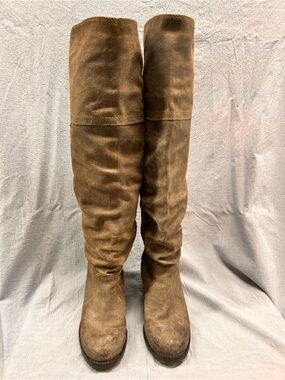 Tall Brown Suede Knee-High Boots